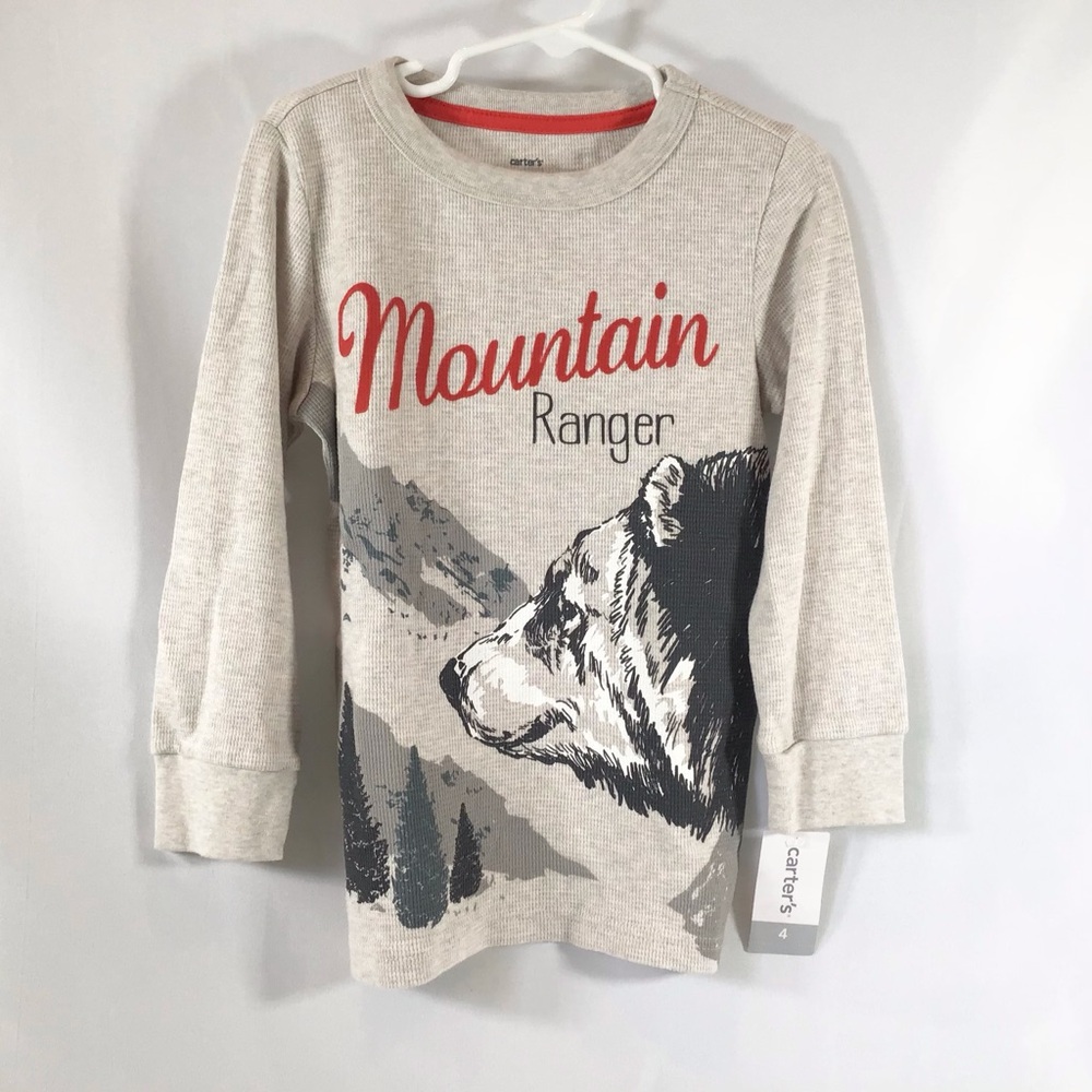 NWT Carter's Long Sleeve Tee Boys 4 Bear Henley Thermal Mountain Ranger
